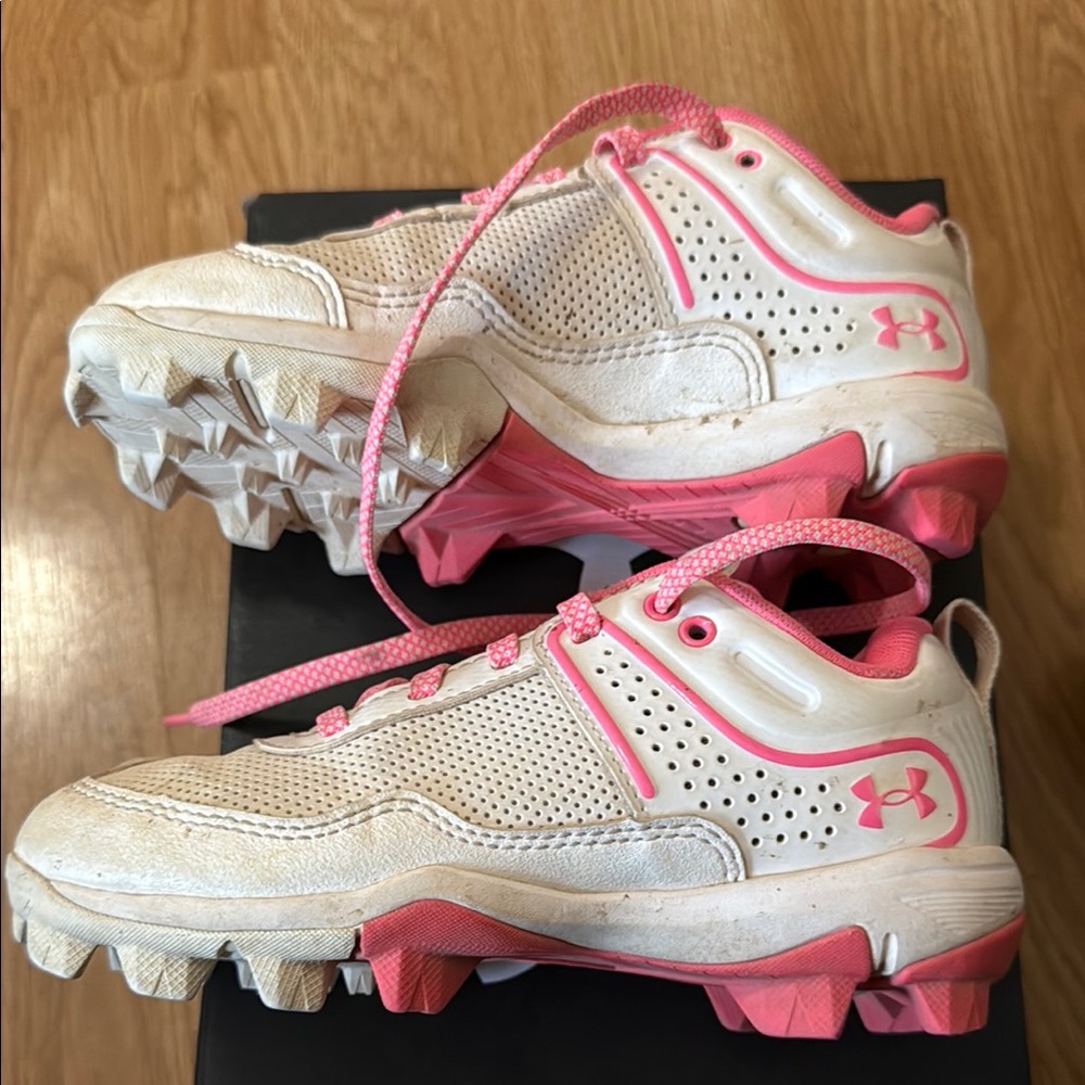 Under Armour Pink and White Cleats